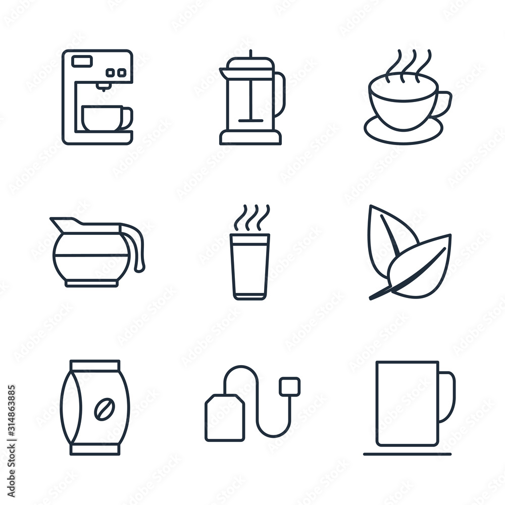 Poster set coffee icon template color editable. coffee house, coffee shop element pack symbol vector sign i