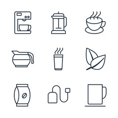 Set Coffee icon template color editable. coffee house, coffee shop element pack symbol vector sign isolated on white background illustration for graphic and web design.