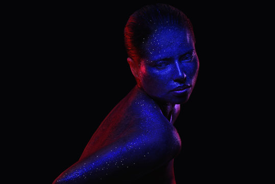 neon - creative picture of woman with glitter