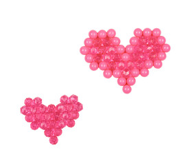 Set of hearts from pink beads