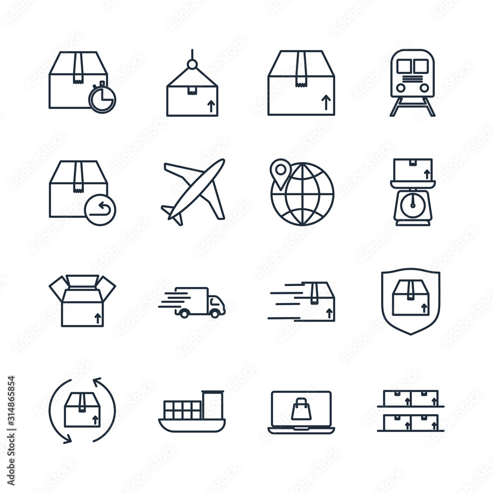 Poster set delivery, shipping icon template color editable. logistics pack symbol vector sign isolated on w