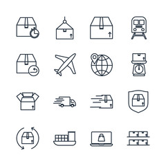 Set Delivery, shipping icon template color editable. logistics pack symbol vector sign isolated on white background illustration for graphic and web design.