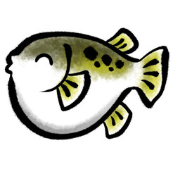 笑顔の河豚のイラスト_カラー