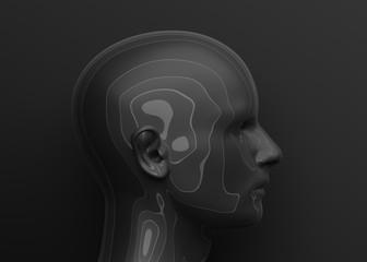 Abstract human head, 3d render, artificial intelligence concept