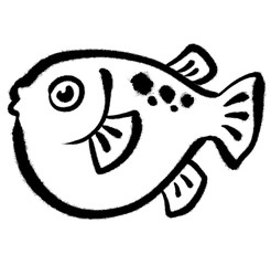 河豚のイラスト_アウトライン
