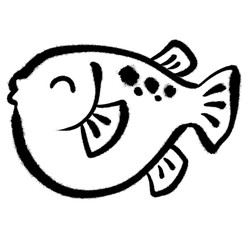 笑顔の河豚のイラスト_アウトライン
