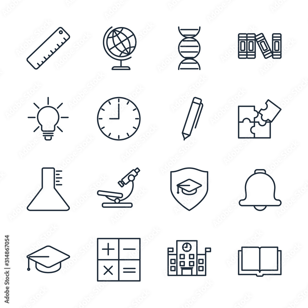 Poster Set Education icon template color editable. back to school pack symbol vector sign isolated on white background illustration for graphic and web design.