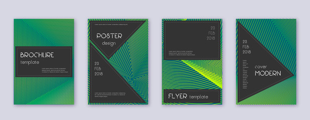 Naklejka premium Black brochure design template set. Green abstract