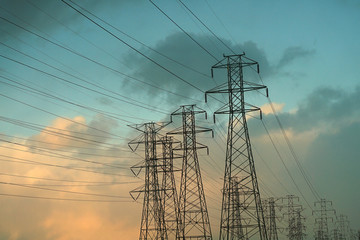 High voltage Power transmission tower.