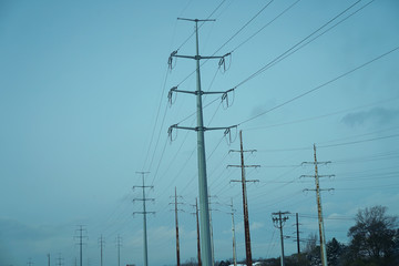 Old electric pole with wires.