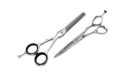 Hairdresser's scissors on a white background