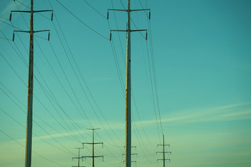 Old electric pole with wires.