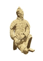 Fototapeta na wymiar digital paint of qin emperor sculpture illustration, isolated clay statue