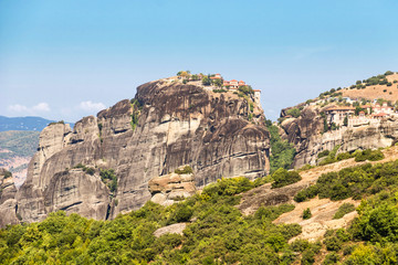 The Meteora -  rock formation in central Greece. Largest and most famous built complexes of Eastern Orthodox monasteries.