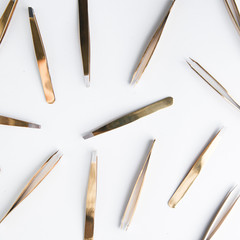 Tool in a black leather case. The layout of the lashes to the eyebrows. The set of tools of a...