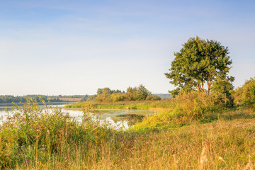 Sunrise on the lake Moiseevskoe, Valdaysky district, Novgorod region, Russia.