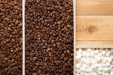 coffee set at wooden background