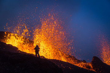 Obraz na płótnie Canvas Eruption du volcan Piton de La Fournaise