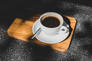 Coffee Cup on table Cafe shop Interior with Blur background