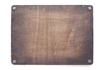 wooden nameplate or wall sign isolated at white