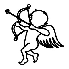 Cupid silhouette line art icon