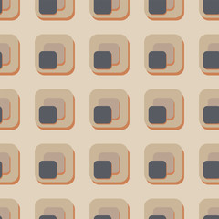 Rounded square mid-century seamless pattern.