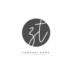 Handwritten initial letter Z T ZT for identity and logo. Vector logo template with handwriting and signature style.