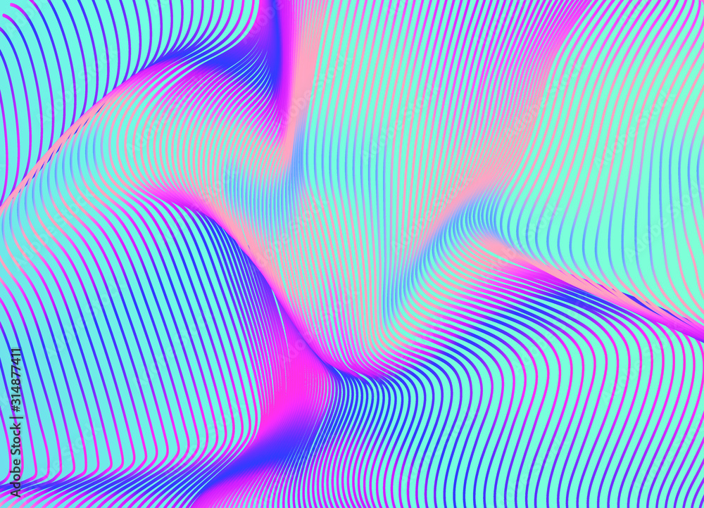 Aufkleber abstract holographic background with glitched wavy surface of lines. retrofuturistic vaporwave and s