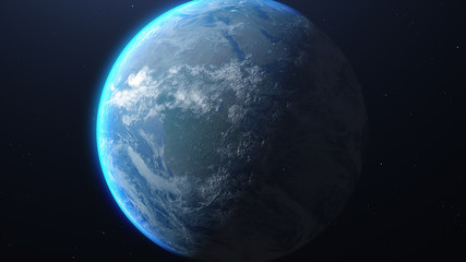 Global network connection. Concept background with planet Earth. Internet and technology. Blue background. 3d rendering of planet Earth, elements from NASA.