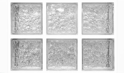 Horizontal isolated reveal clear transparent square bathroom glass block cube and stall window...