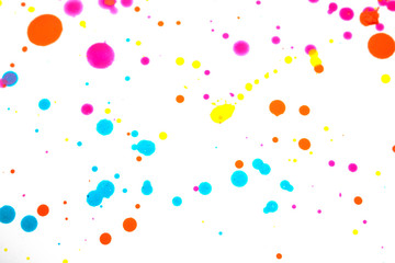 Close Up of Splattered Paint Blobs on White Paper for Abstract Background
