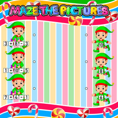 Worksheet with exercises for children on addition and subtraction. Solve counting and connecting to each result