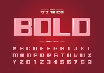 Highlights font and bold alphabet vector, Square typeface letter and number design