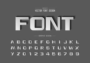 Font paper cut and bold alphabet vector, Script design typeface letter and number