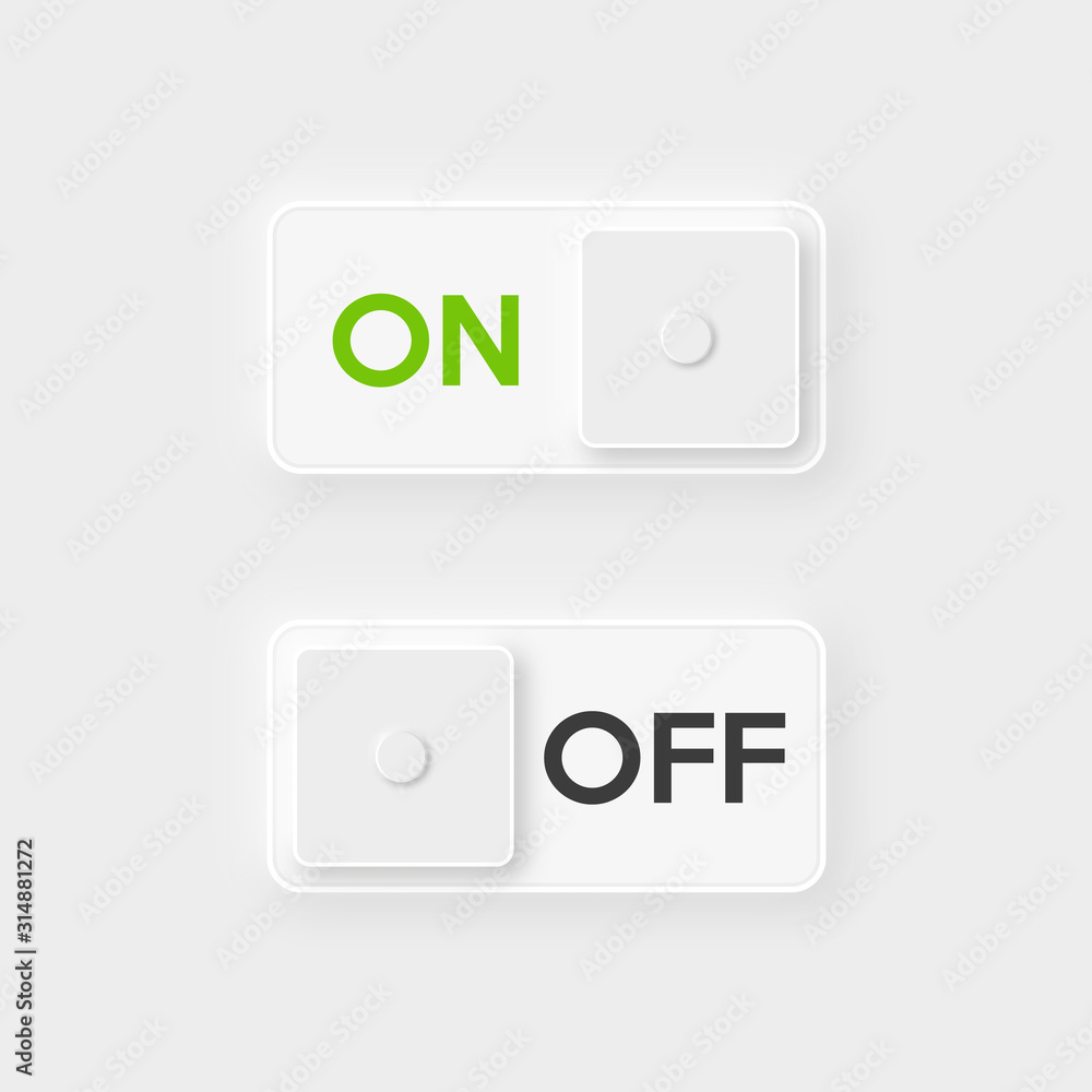 Poster icon on and off toggle switch button. white design.