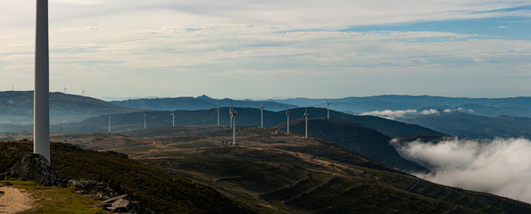 Wind turbine park, image taken from close up, in Portugal