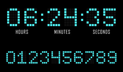 Countdown website vector flat template digital clock timer background. Countdown timer. Clock counter. Digital scoreboard.