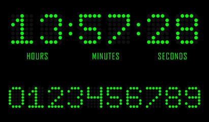 Countdown website vector flat template digital clock timer background. Countdown timer. Clock counter. Digital scoreboard.