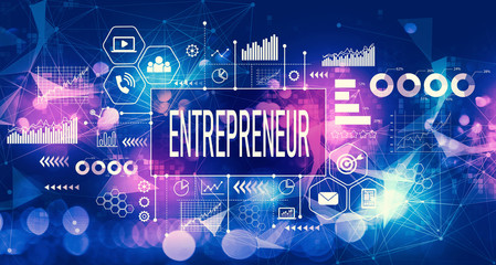Entrepreneur concept with technology blurred abstract light background