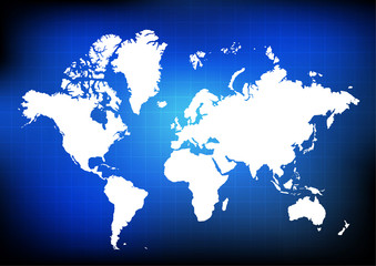 Vector : world map on blue grid background