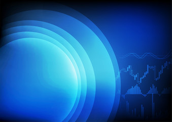 Vector : Abstract circle and business graph on blue background