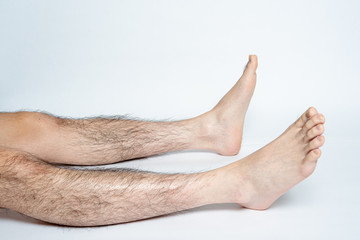 Legs hair removal for men, before.