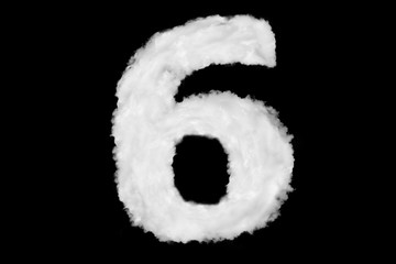 Number 6 font shape element made of cloud on black