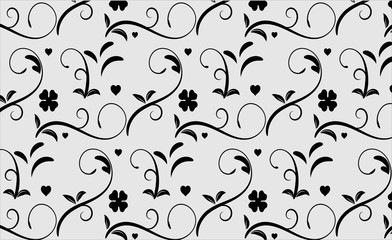 Seamless pattern. Floral ornament texture.Decorative seamless floral wallpaper with flower and heart,repeating pattern