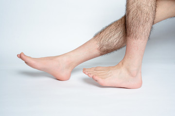 Legs hair removal for men, before & after. Applies only to visible space when wearing pants.