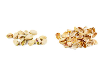 Roasted pistachios and empty shells