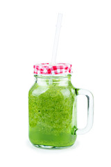 Glass of homemade spinach and broccoli smoothie