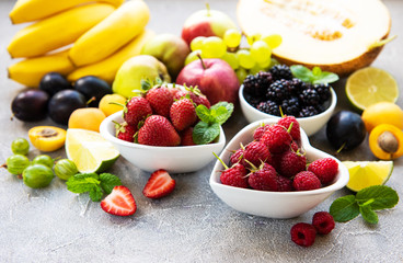 Fresh summer fruits and berries