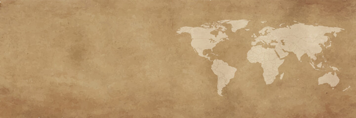 World map on vintage background banner
