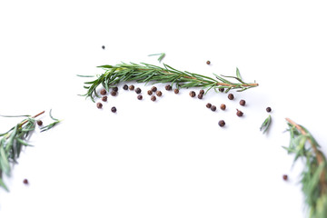 pepperand rosemary for cooking isolated on white background